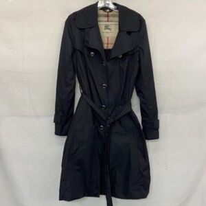 Burberry Black Trench Coat with Classic Check Lining size 6 excellent condition